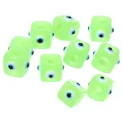 12mm Evil Eye Beads, 10 Pcs Large Hole Turkish Evil Eye Charm, Light Green