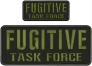 FUGITIVE TASK FORCE embroidery patches 4x10 and 2x5 hook OD GREEN AND back