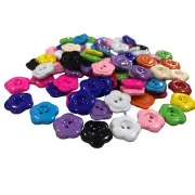 100PCS 15mm/0.6inch Flower Button for Crafting 2 Holes Colorful Assorted Butt...