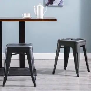 【E-home】Una尤娜工業風可堆疊金屬餐椅-高45cm 4色可選(工業風 戶外)