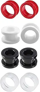[Decentraland] 4 Pairs 2 mm(12 G) Acrylic Ear Gauges Tunnels Plugs Set Ears Gauge Ears Stretcher Kit Earrings Retainer Stretching Expander Men Body Piercing Jewelry Women Men Black/White/Transparent/Red