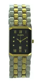 MEN CLASSIC ELGIN watch gold & silver tone Stainless Steel finish band and case