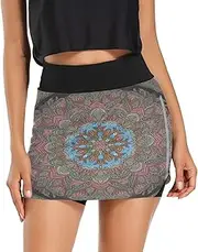 [RPLIFE] Intricate Mandala Women Skorts Skirt, Skorts for Women High Waisted, Skirt with Shorts