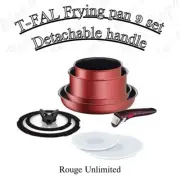 T-FAL Nonstick Frying pan 9 set Detachable Handle Ingenio Neo IH Rouge New