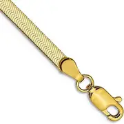 [JewelryWeb] 10k Solid Yellow Gold 3.0mm Silky Herringbone Chain Bracelet Link-Bracelet for Women and Men