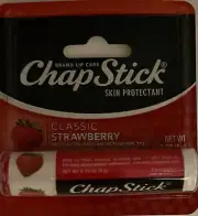 2 Pack ChapStick Classic Strawberry Flavored Lip Balm Tube 0.15 oz ea