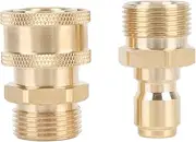 5000 PSI Brass Pressure Washer Adapter Set M22 Male Thread Fitting 3/8in Quick Connector, Designed for Hoses, Pumps, Ball Valves, Telescopic Wands, Surface Cleaners, and Sprayer