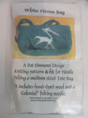White Heron Bag Wool Needle Felt Knitting Pattern Kit