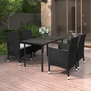 5 Piece Garden Dining Set Poly Rattan and Glass vidaXL