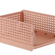 QT (Pink)Stackable Storage Basket Plastic Large Open Drawer Wardrobe Cloth Conta