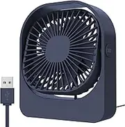USB Desk Fan, GeeRic 3 Speeds Strong USB Fan Cooling Quiet USB POWERED ONLY 360° Adjustable Silent Portable Elegant Lightweight Office Desk Fan for Travel Home Car