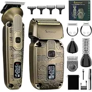 Scttomon Men's Foil Shavers & Beard Trimmer Set - Cordless, Waterproof Electric Razor for Men's Facial Hair & Body Hair - Bronze