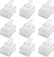VGOL 50pcs Telephone Line RJ12 Crystal Plug Transparent RJ12 Telephone Connectors ADSL VDSL Telephone Cable Crimp End Connector Male Plugs