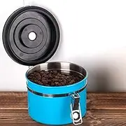 Kitchen Gadget HQCT-40 1200ml Stainless Steel Sealed Food Coffee Grounds Bean Storage Container with Built-in CO2 Gas Vent Valve & Calendar (Black) (Color : Blue)