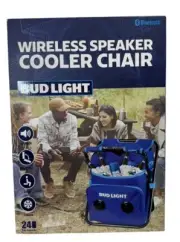 Bud Light Folding Chair Cooler Speaker Combo Blue Bluetooth Wireless Speaker