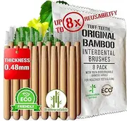 Tuff Teeth Eco-Friendly Bamboo Go-Betweens Interdental Brushes - Pack of 16 (Brushes) with Ultra Soft Bristles for Gentle, Sustainable Dental Tools, and Biodegradable Cleaning flossers for Adults