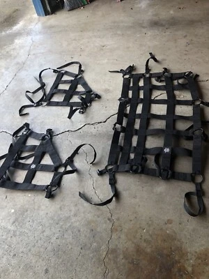 Rear roll bar cargo nets safari straps 2007-2022 Jeep Wrangler JK JKU JL JT