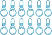 uxcell 12 Pcs Lobster Claw Clasp, Colorful Metal Keychain Clasp Swivel Hooks with Spring Key Rings Trigger Clips for Bag Door Key Chains DIY Craft Jewelry Making, Dots Sky Blue