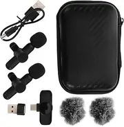 SWOOMEY Compact Cordless Lapel Mic Mini Clip-on Interview Mic Noise Cancellation Type-c Usb Adapter Portable Lapel Microphone for Professional Use
