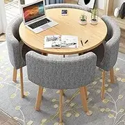 Snaweo Office Reception Room Club Table and Chair Set, Negotiation Table and Chair Set, 5-Piece Small Conference Room Negotiation Table Sets, for Family Apartment, 31.5inch(Light Gray)