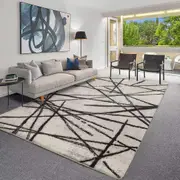 Soft Modern Geometric Stripe Area Rug for Bedroom and Living Room