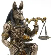 7 1/4 Egyptian Anubis Jackal Kneeling JUSTICE Scale Statue Antique Bronze Color