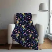 Glow Garden Fairies Dark Floral Pattern Blanket: Velveteen or Sherpa by Durazza