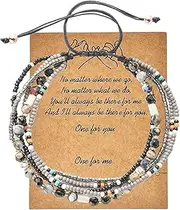 [Salircon] Boho Anklet Braided Beaded Ankle Bracelets for Women Beach Summer Plus Size Adjustable Draw String for Women