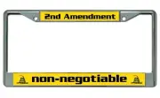 2nd Amendment Non-Negotiable Chrome License Plate Frame