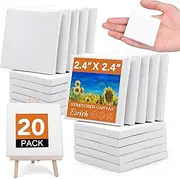 ESRICH Mini Stretched Canvas 20Pack 2.4*2.4inch,2/5''Profile Art Primed Canvases for Painting,100% Cotton Small Professional Stretched Canvas for Kids and Art Supplies,for Acrylics,Oils&Other Painting