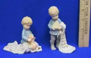 Foundations Figurines Boy w/ Puppy & Sailboat Prayer Lot 2 K Hahn Dear God