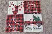 18" X 18" CHRISTMAS COTTON THROW PILLOW COVER SET OF 4 CREAM / RED 1 SIDED NEW