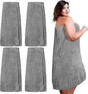 Tigeen 4 Pack Spa Towel Wraps for Women Adjustable Elastic Bath Robe Lightweight Shower Cover for Bath Shower(Gray,Xxl-4xl)