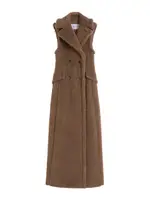 [Max Mara] Max Mara-Cappotto Smanicato In Teddy Di Alpaca E Lana-Donna 38 IT