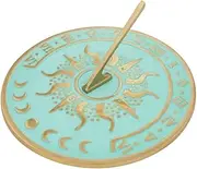MEDIEVAL CRAFT Solstice NESW Summer Vibes Sun Clock Sundial Blue Verdigris Finish 10" Dia Vintage Sun Dial Garden or Lawn Clock Compass Round Patio Outdoor Compass Sundials for Yards