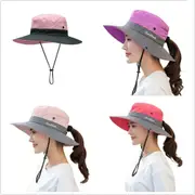 Ozoffer Women Wide Brim Ponytail Hat Sun Protect Visor Summer Beach Floppy Cap Anti UV