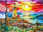 RoseArt - Stained Glass - Summer Waves - 300 Piece Jigsaw Puzzle