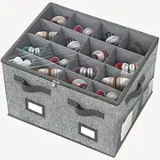 VERONLY Shoe Organizer Box Storage for Closet Fits 16 pairs, Adjustable Shoe Box Storage Containers, Foldable Shoe Holder Bins with Clear Cover, Adjustable Dividers for Shoes,21''x16.9''x13''Dark Gray