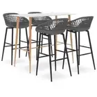 5-Piece Bar Set Dining Table Barstool Stools Counter Chairs 4-Seater Scandi Desk