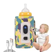 Doiyislem Milk Bottle Warmer Bag, Portable Bottle Warmer - Portable Digital Bottle Warmer USB Milk Warmer - 5-Speed Temperature Heat Storage Baby Bottle Bag for Travel and Children