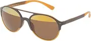 [Police] Unisex's Game 7 Sunglasses, Semi Matt Brown/Yellow, 55mm