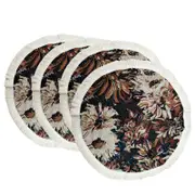 4/6PCS Round Placemats Table Mat with Tassel Boho Style Kitchen Dining Tableware Decor