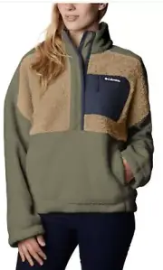 Columbia Pullover Jacket XXL, Half Zip, Sherpa Army Green