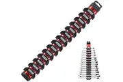 Magnetic Spanner Holder Aluminum 15 Wrench Rack Tool Screwdriver Organizer Red