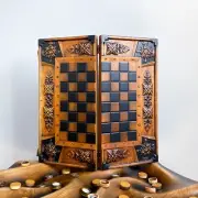 Handmade 3-in-1 Chess, Checkers & Backgammon Set – Solid Ash Wood