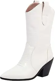 [SJJH] Mid-calf Women Cowboy Boots with Pointed Toe