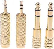 Gadpiparty 4 Pcs Gold Plated Male to Female Audio Jack Adapter Durable Stereo Converter for Headphones Earphones Microphones Corrosion Resistant Design