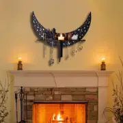 Bohemian Black Crystal Display Storage Shelf Holder Art Candlestick Adornment