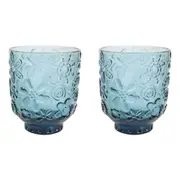 2x LVD Garden 10cm Glass Tumbler Drink Cocktail Cup Glassware Smoke Blue