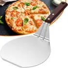 Stainless Steel Pizza Peel Shovel Metal Round Pizza Paddle with Wood ☌